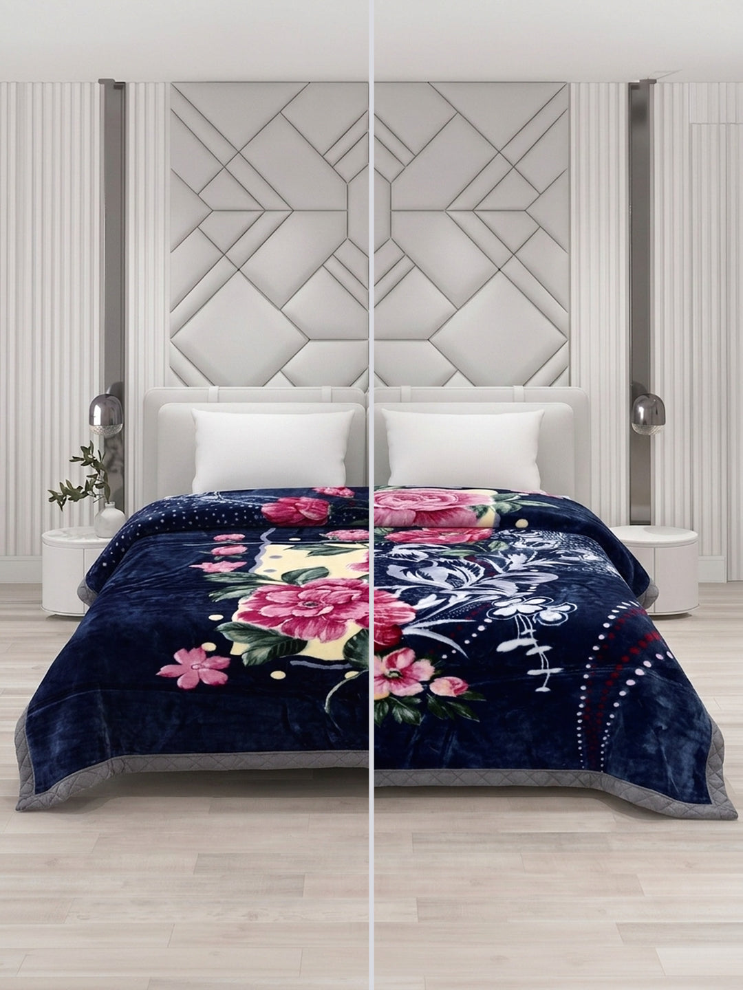 Floral Print Double Bed 2 Ply 750 GSM Blanket for Winter (Super Star), Weight 4 kg