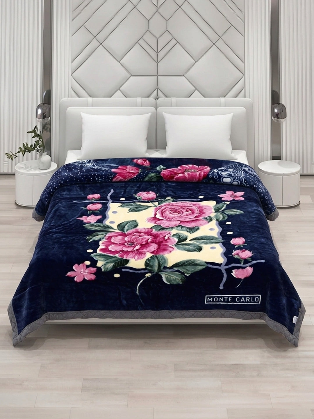 Floral Print Double Bed 2 Ply 750 GSM Blanket for Winter (Super Star), Weight 4 kg