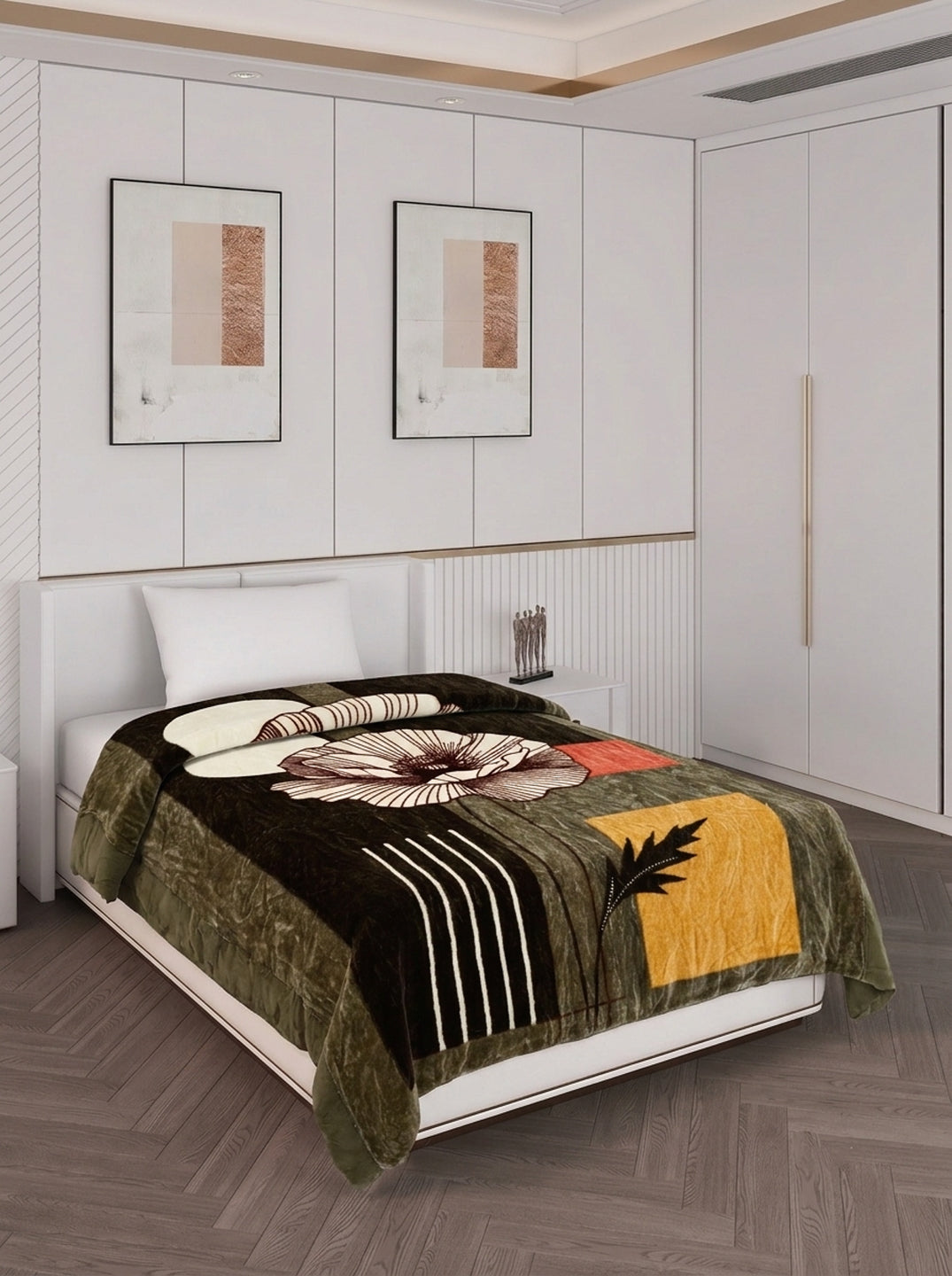 Printed Single Bed 1 Ply 440 GSM Blanket for Winter (Tiva), Weight 1.4 kg