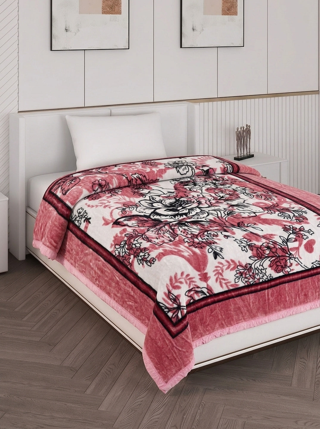 Printed Single Bed 1 Ply 440 GSM Blanket for Winter (Tiva), Weight 1.4 kg