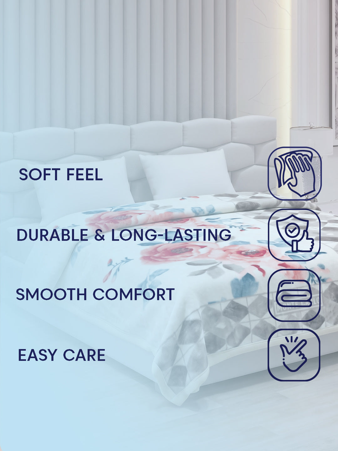 Printed Double Bed 2 Ply 900 GSM Blanket for Winter (Vista Plus), Weight 4.8 kg