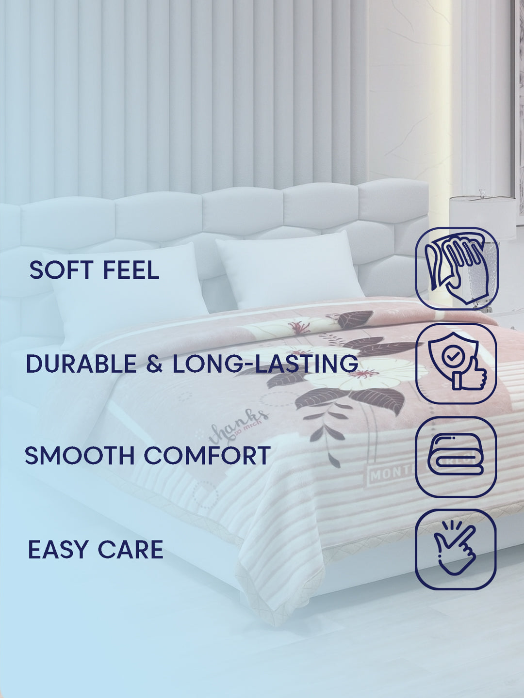 Printed Double Bed 2 Ply 900 GSM Blanket for Winter (Vista Plus), Weight 4.8 kg