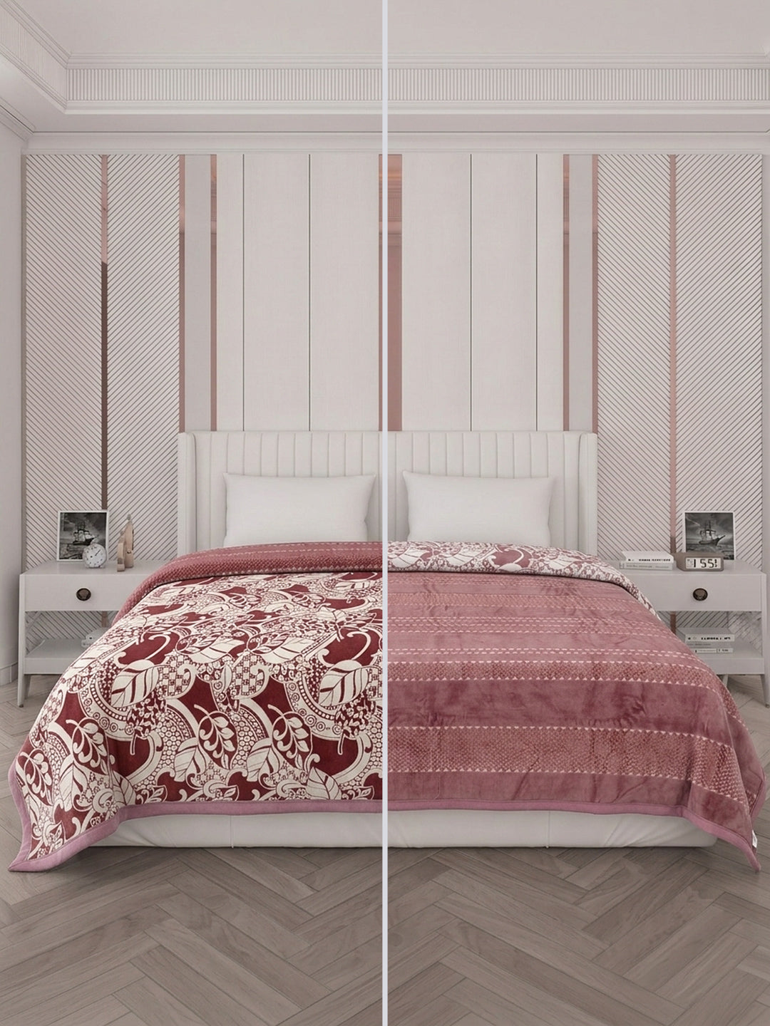 Printed Double Bed 2 Ply 470 GSM Blanket for Winter (Winston), Weight 2.5 kg