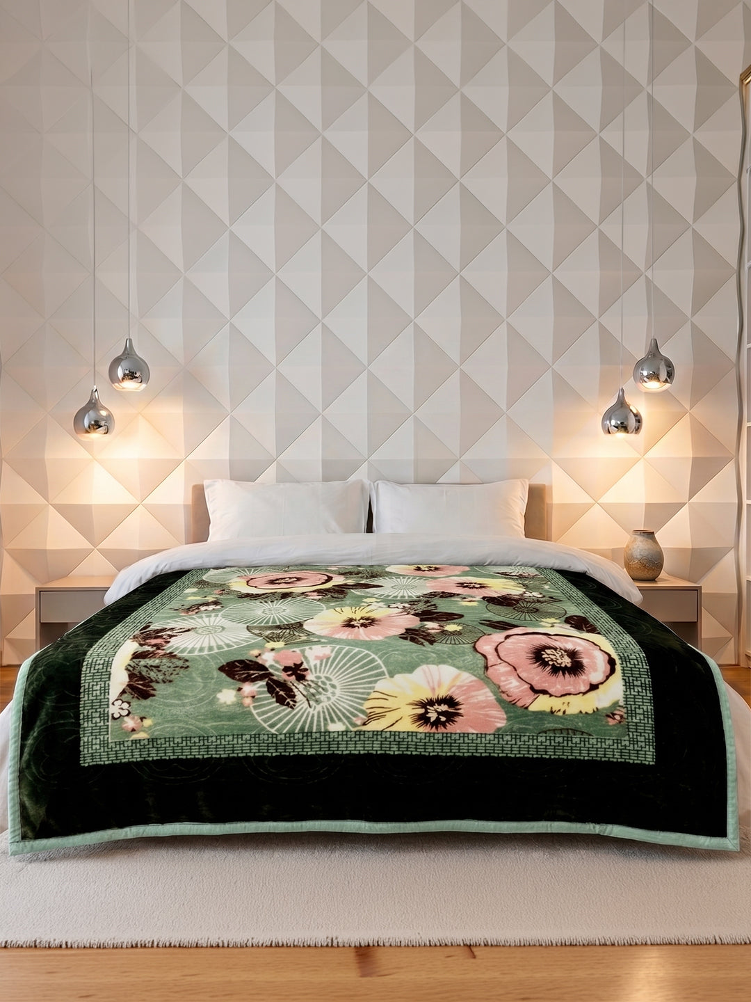 Floral Print Double Bed 2 Ply 850 GSM Blanket for Winter (Zylo), Weight 4.1 kg
