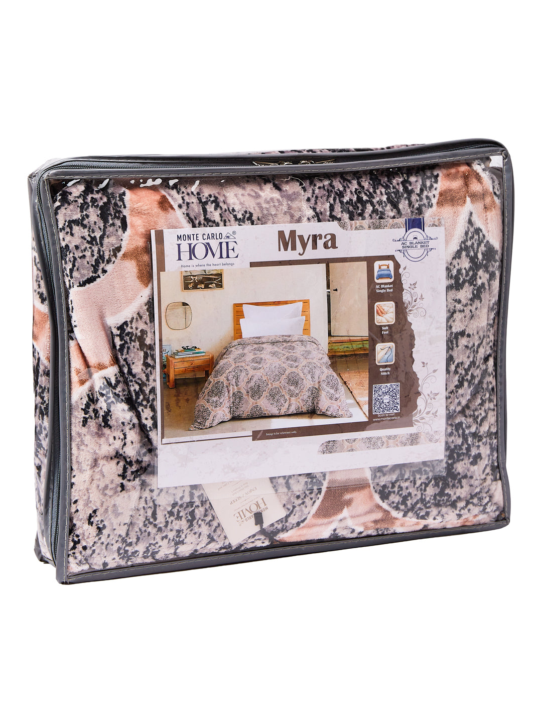 Printed Single Bed 150 GSM AC Blanket (Myra), Weight 800 gm
