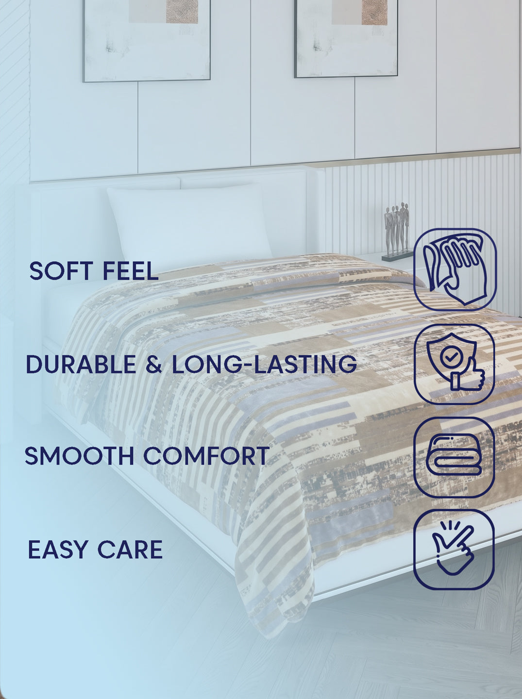 Printed Single Bed 150 GSM AC Blanket (Myra), Weight 800 gm
