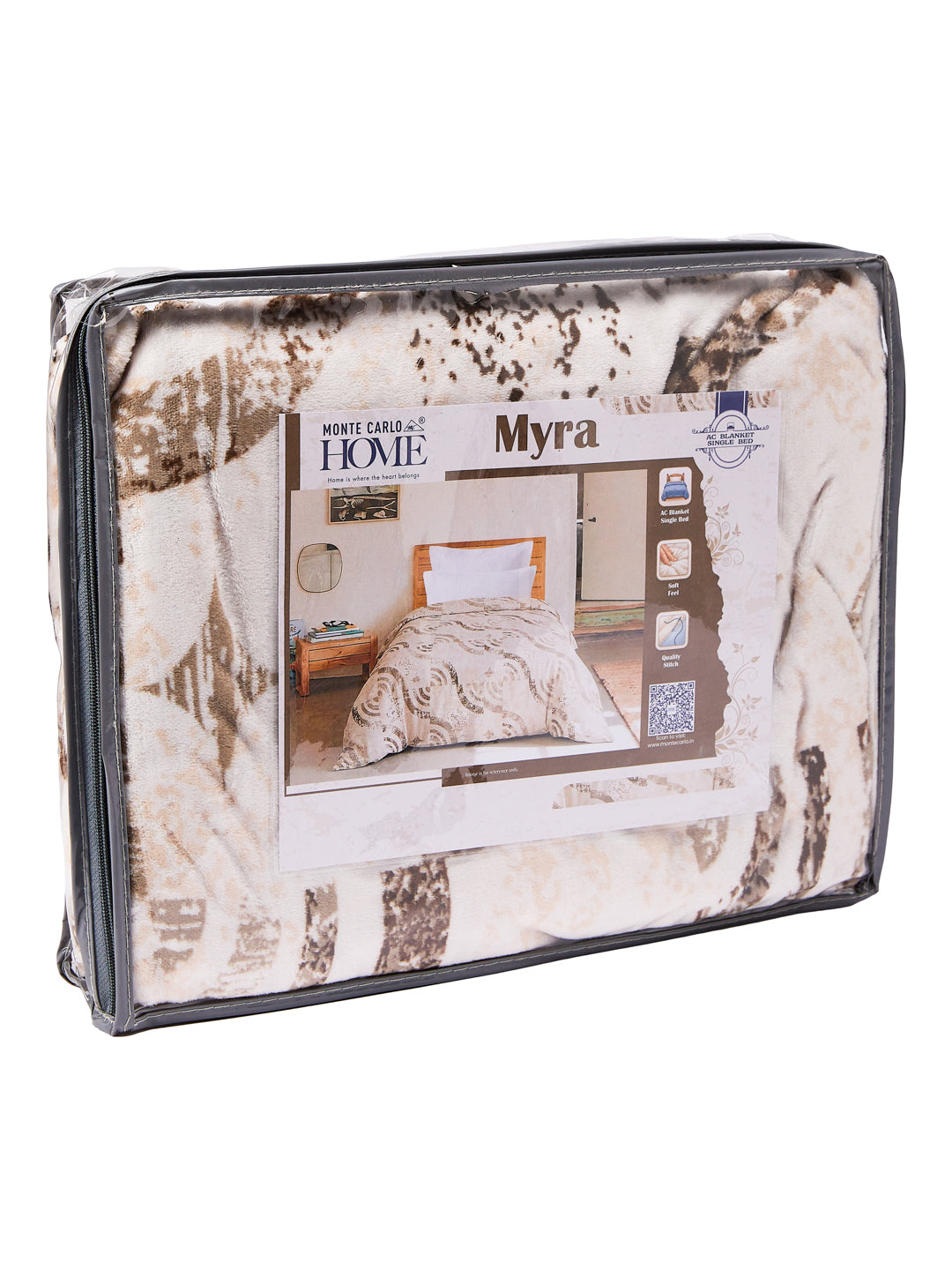 Printed Single Bed 150 GSM AC Blanket (Myra), Weight 800 gm