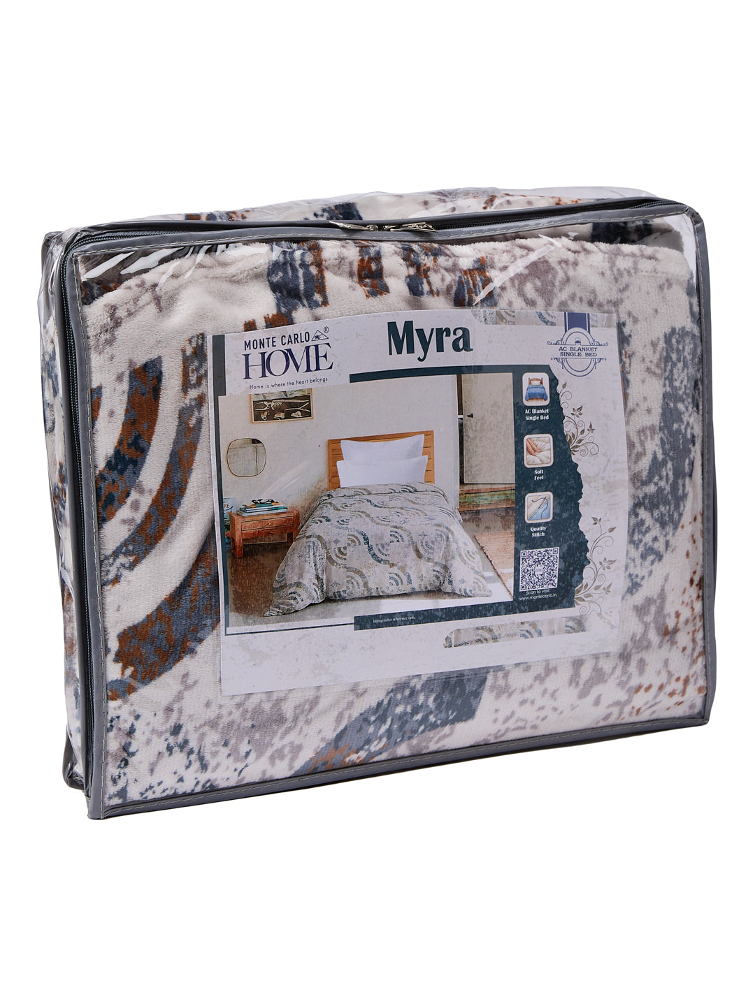 Printed Single Bed 150 GSM AC Blanket (Myra), Weight 800 gm