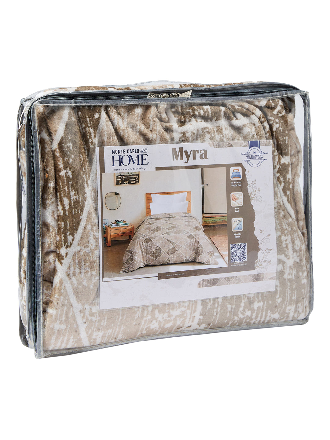 Printed Single Bed 150 GSM AC Blanket (Myra), Weight 800 gm