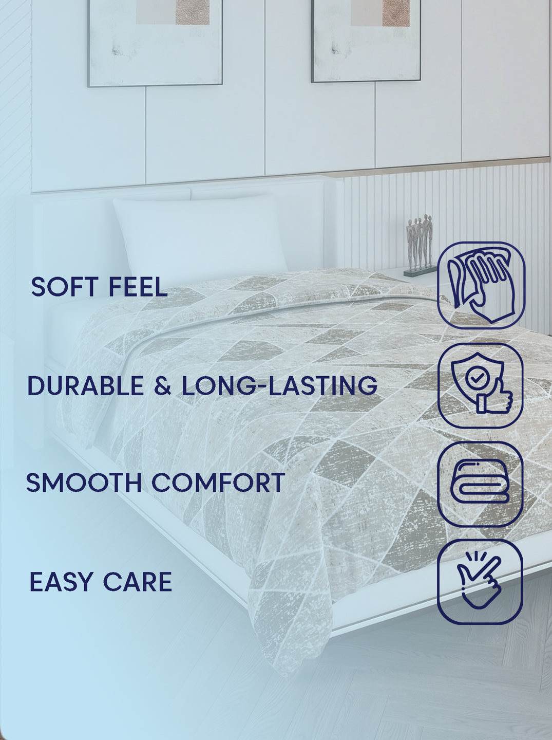 Printed Single Bed 150 GSM AC Blanket (Myra), Weight 800 gm
