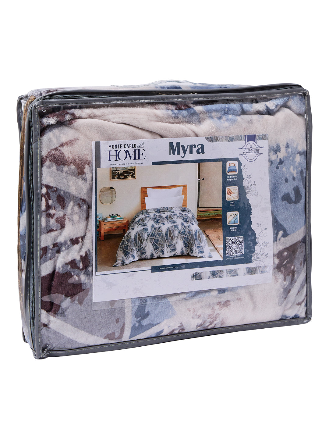 Printed Single Bed 150 GSM AC Blanket (Myra), Weight 800 gm