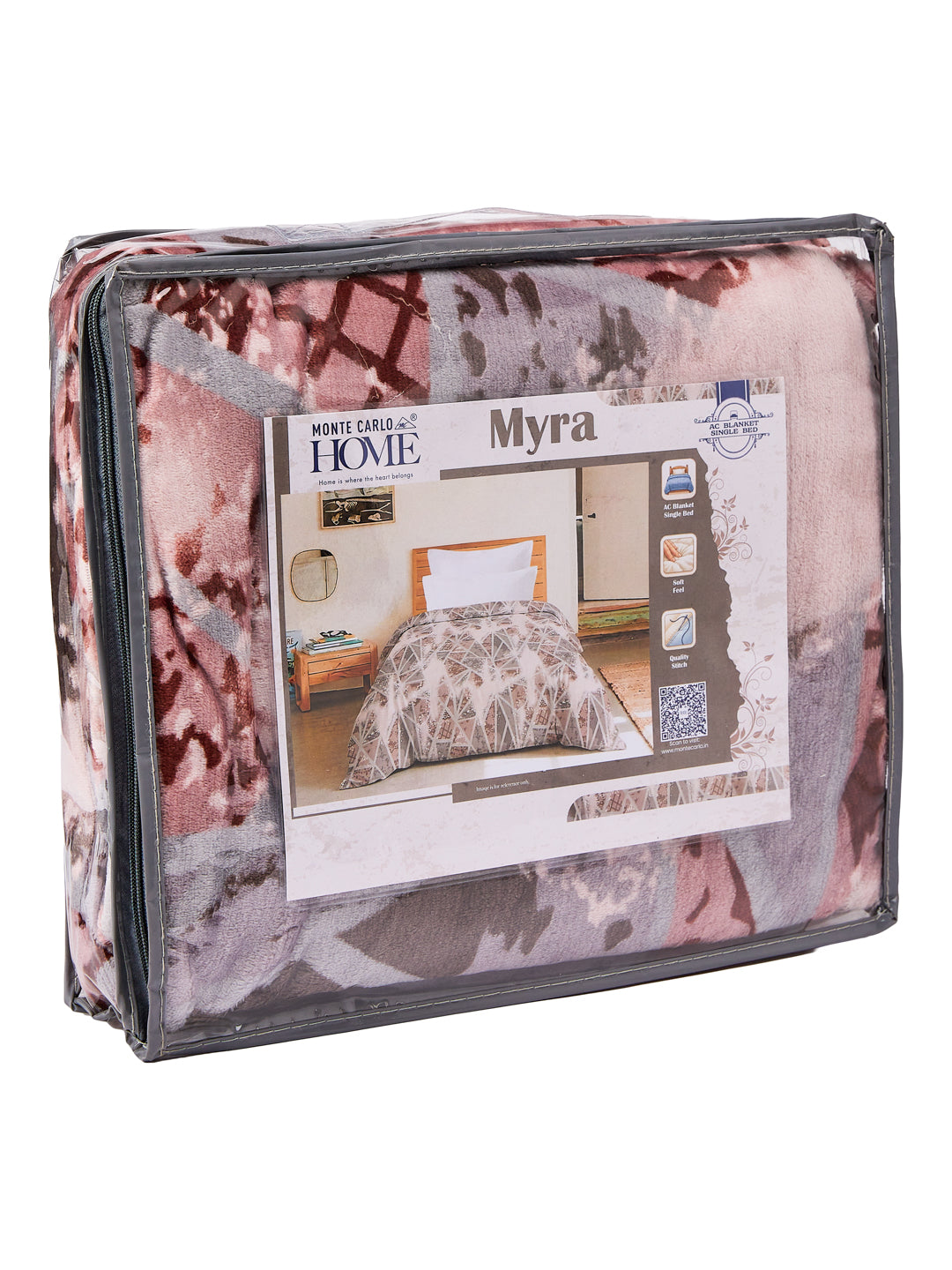Printed Single Bed 150 GSM AC Blanket (Myra), Weight 800 gm