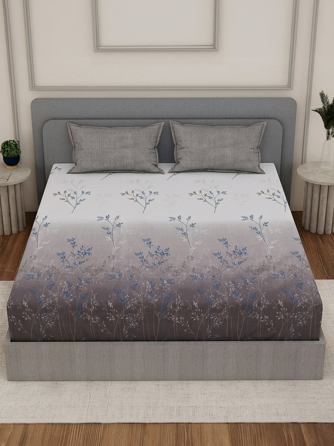 110 GSM Polyester Double Bed Bedsheet with 2 Pillow Covers Aromatica Collection