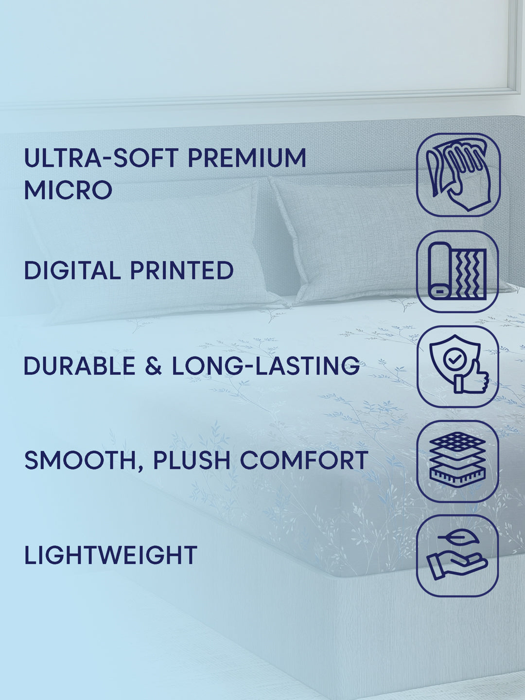 110 GSM Polyester Double Bed Bedsheet with 2 Pillow Covers Aromatica Collection