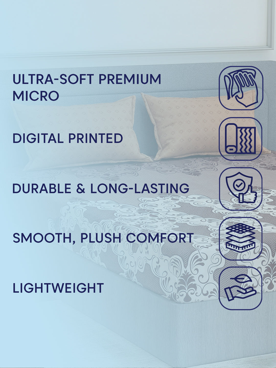 110 GSM Polyester Double Bed Bedsheet with 2 Pillow Covers Aromatica Collection