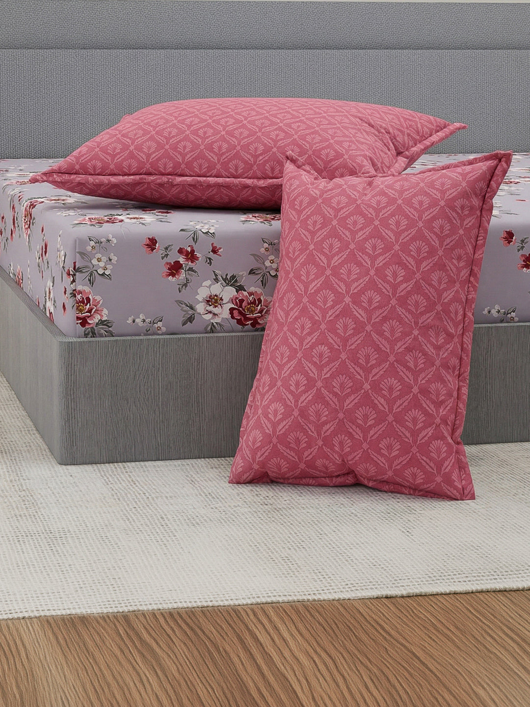 110 GSM Polyester Double Bed Bedsheet with 2 Pillow Covers Aromatica Collection