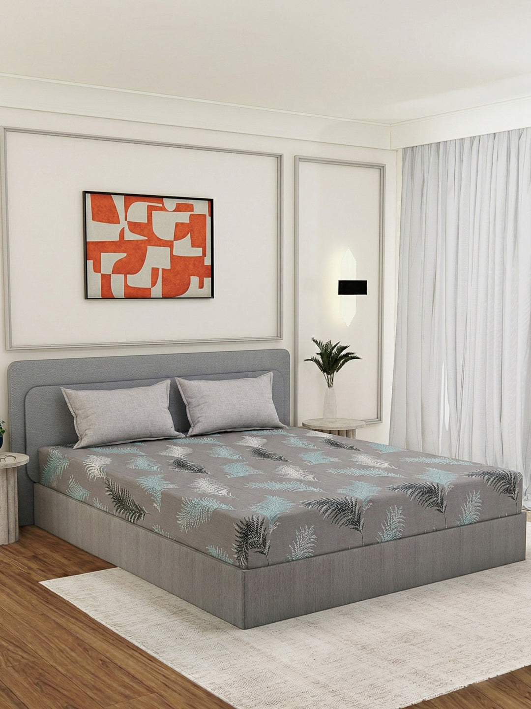 110 GSM Polyester Double Bed Bedsheet with 2 Pillow Covers Aromatica Collection