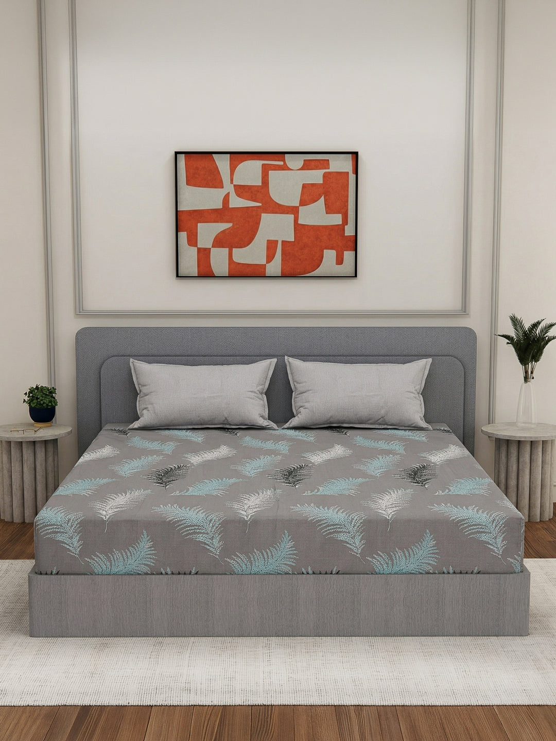 110 GSM Polyester Double Bed Bedsheet with 2 Pillow Covers Aromatica Collection