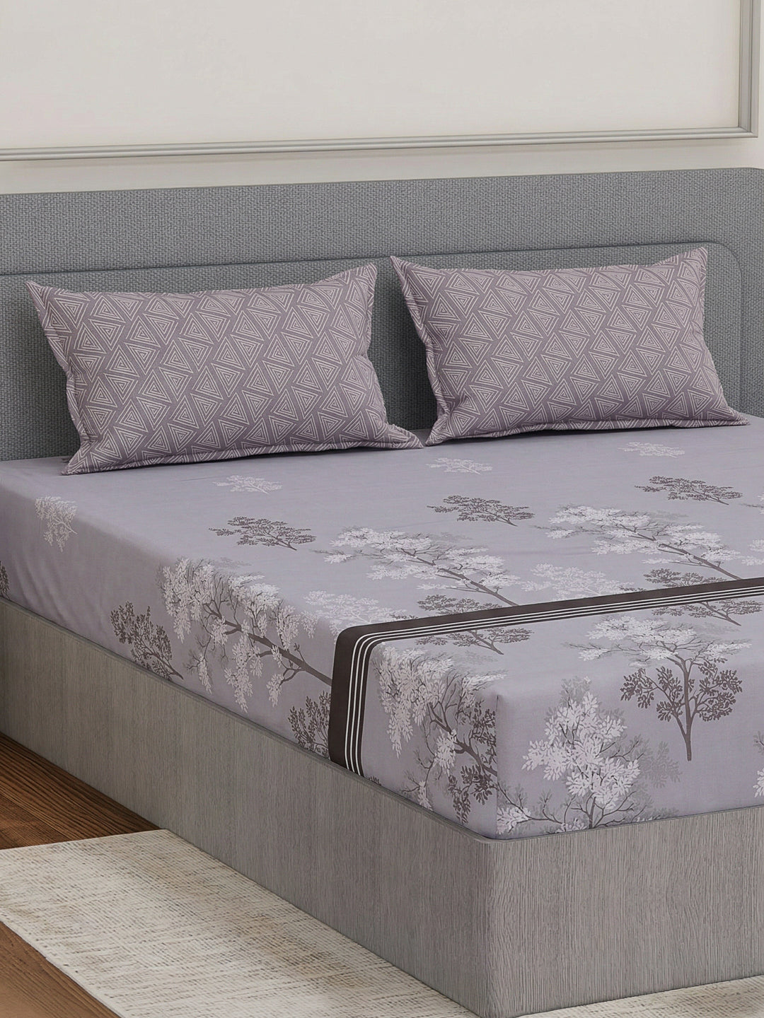 110 GSM Polyester Double Bed Bedsheet with 2 Pillow Covers Aromatica Collection