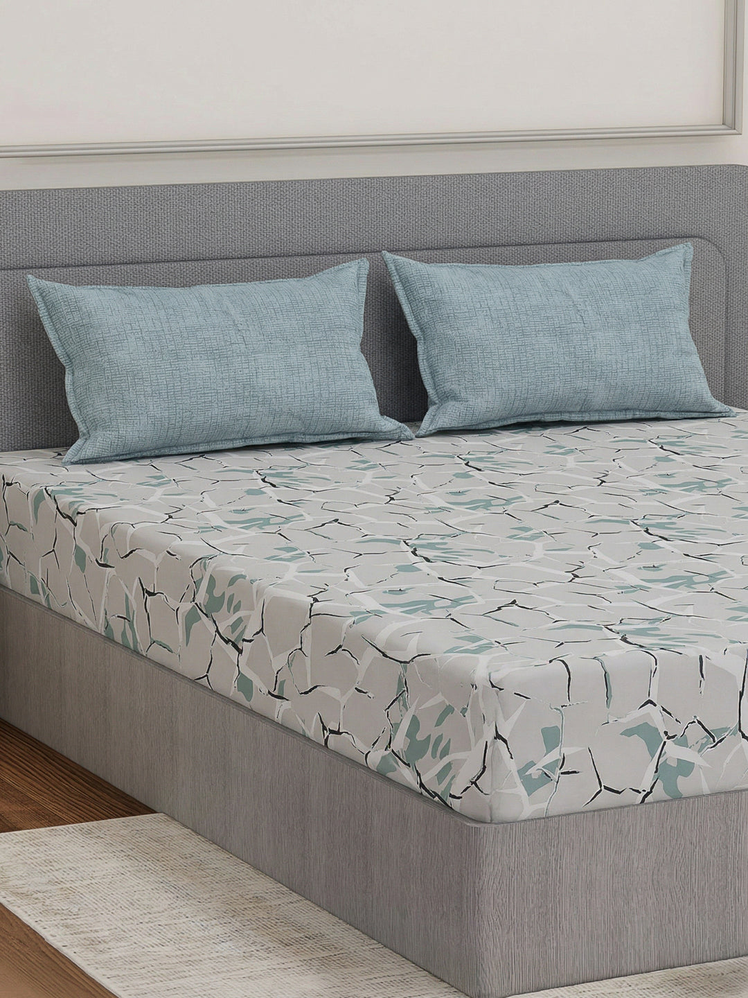 110 GSM Polyester Double Bed Bedsheet with 2 Pillow Covers Aromatica Collection