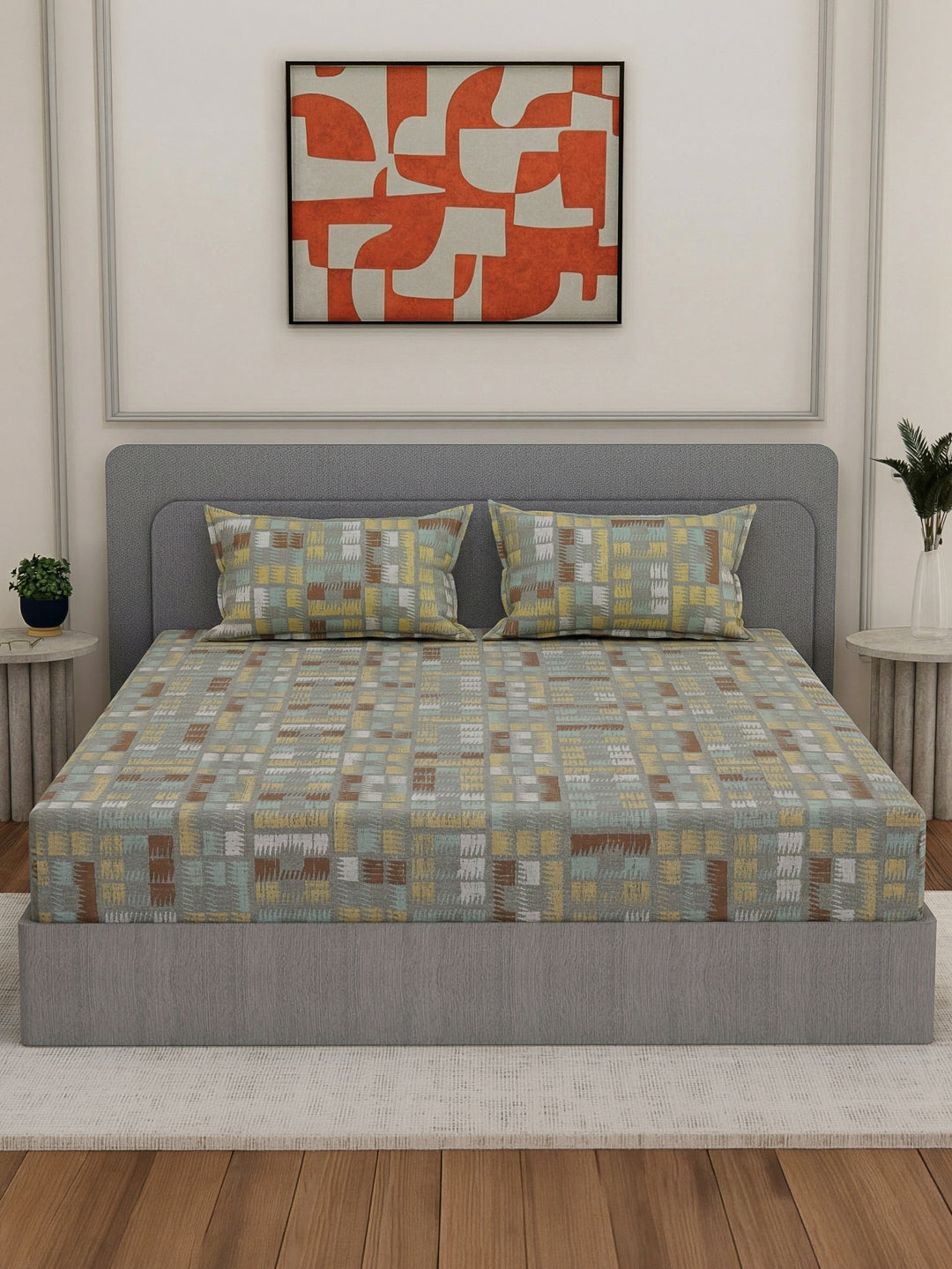 Premium 180 TC Bamboo Cotton King Size Bedsheet with 2 Pillow Covers Eco Bamboo Collection