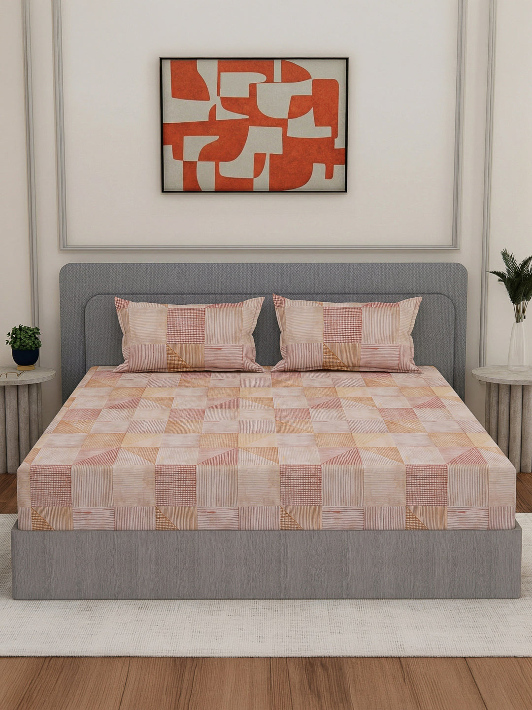 Premium 180 TC Bamboo Cotton King Size Bedsheet with 2 Pillow Covers Eco Bamboo Collection