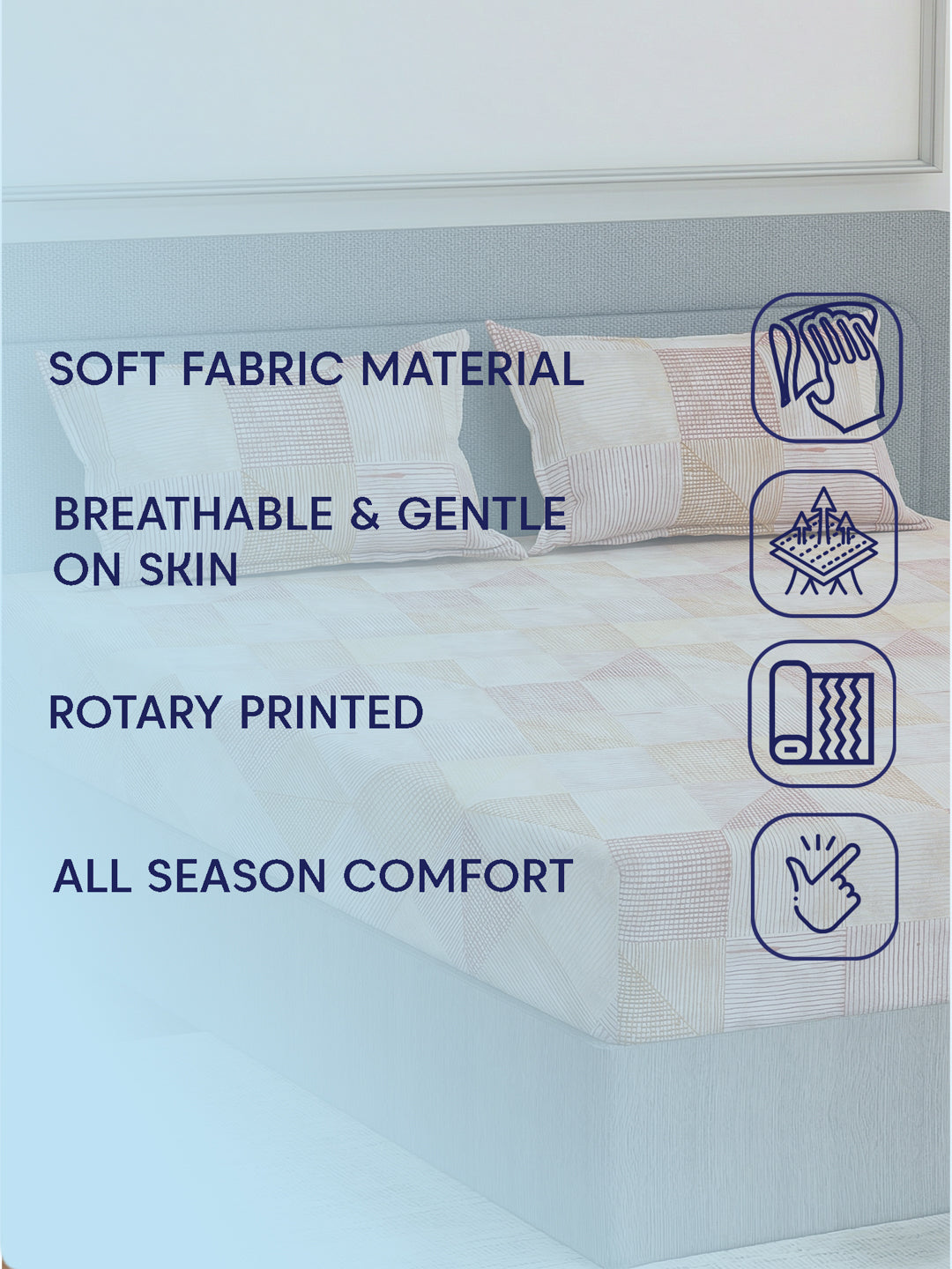 Premium 180 TC Bamboo Cotton King Size Bedsheet with 2 Pillow Covers Eco Bamboo Collection