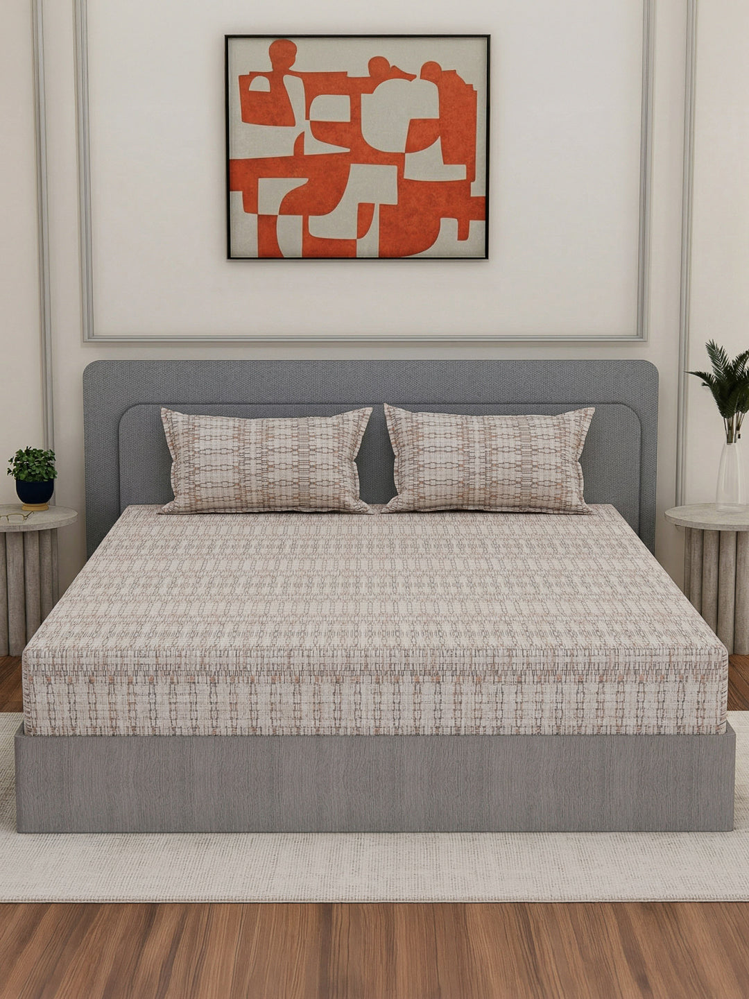 Premium 180 TC Bamboo Cotton King Size Bedsheet with 2 Pillow Covers Eco Bamboo Collection