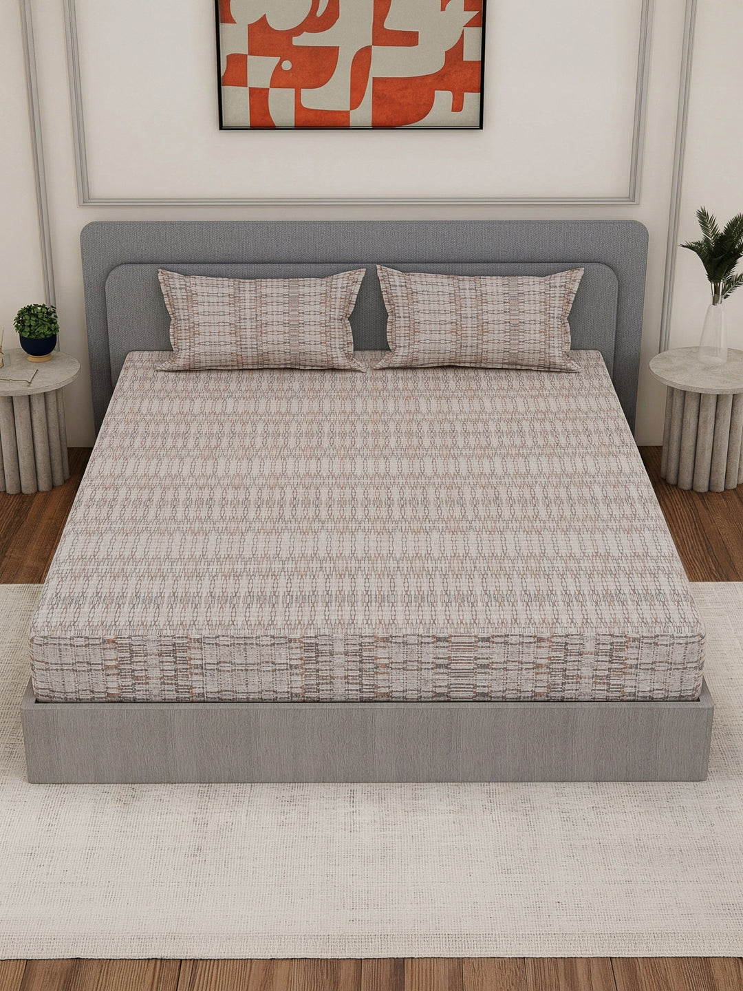 Premium 180 TC Bamboo Cotton King Size Bedsheet with 2 Pillow Covers Eco Bamboo Collection