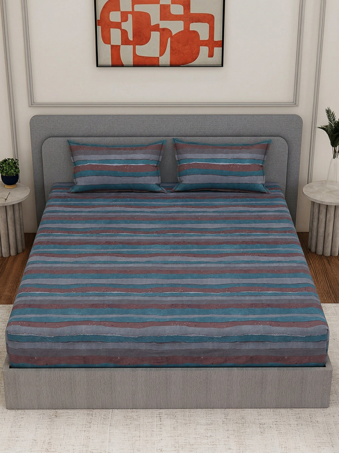 Premium 180 TC Bamboo Cotton King Size Bedsheet with 2 Pillow Covers Eco Bamboo Collection