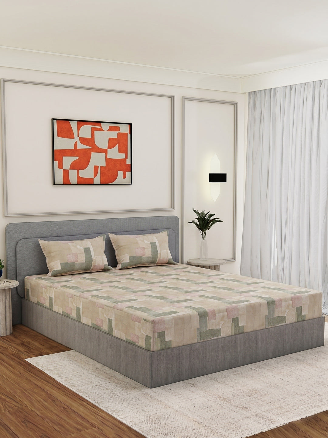 Premium 180 TC Bamboo Cotton King Size Bedsheet with 2 Pillow Covers Eco Bamboo Collection
