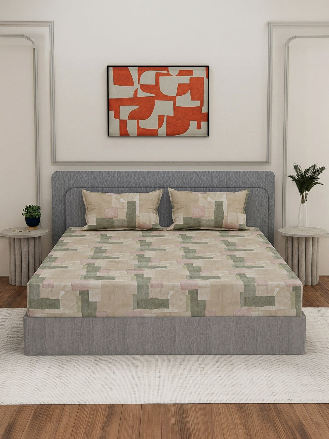 Premium 180 TC Bamboo Cotton King Size Bedsheet with 2 Pillow Covers Eco Bamboo Collection