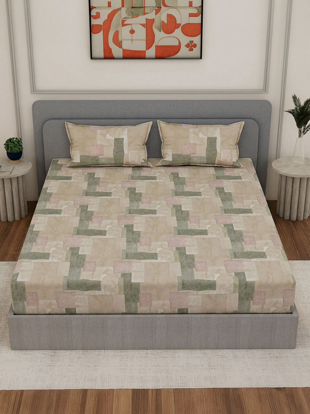 Premium 180 TC Bamboo Cotton King Size Bedsheet with 2 Pillow Covers Eco Bamboo Collection