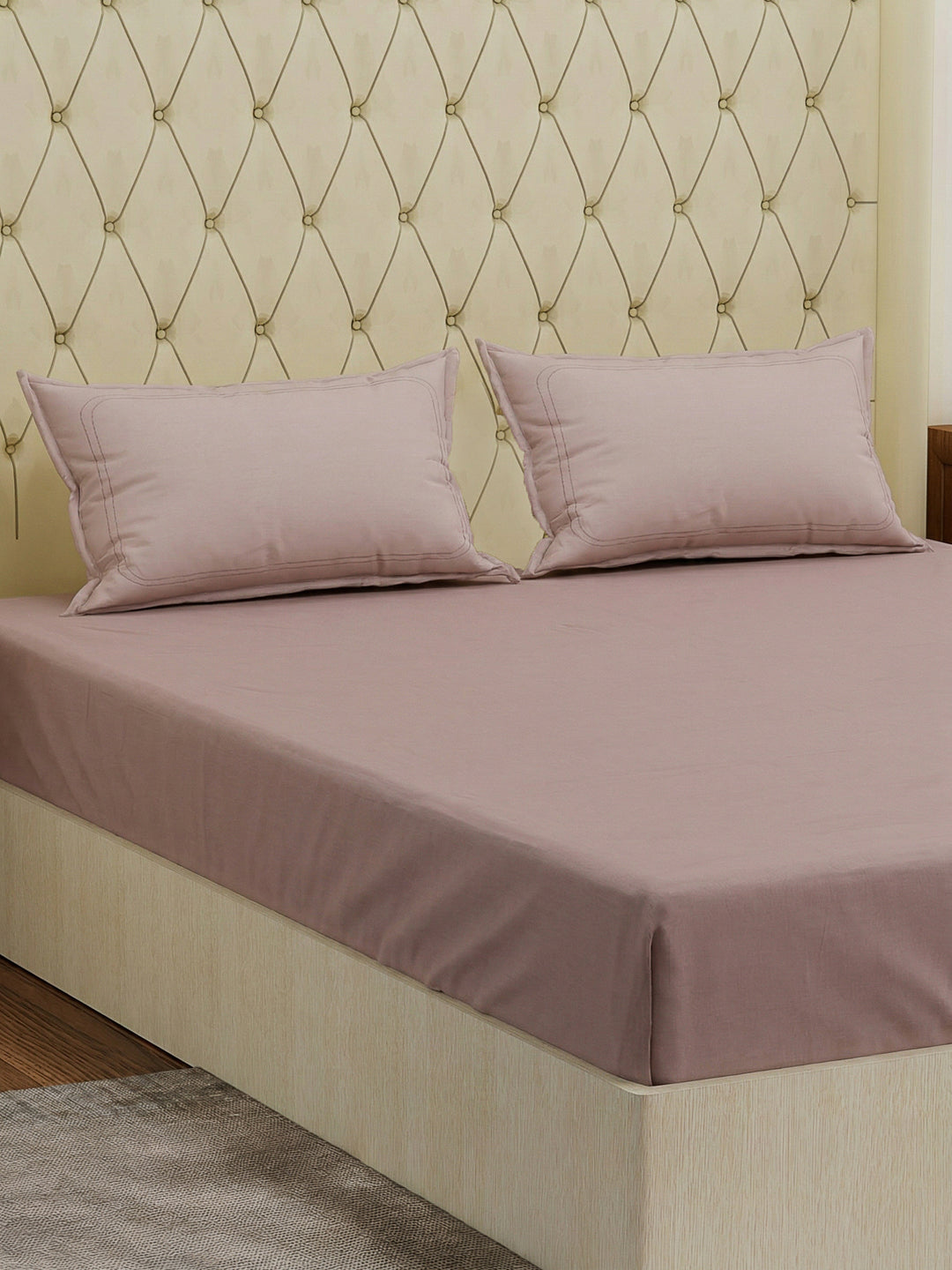 Premium 210 TC Pure Cotton King Size Bedsheet with 2 Pillow Covers Classique Casa Solids Collection