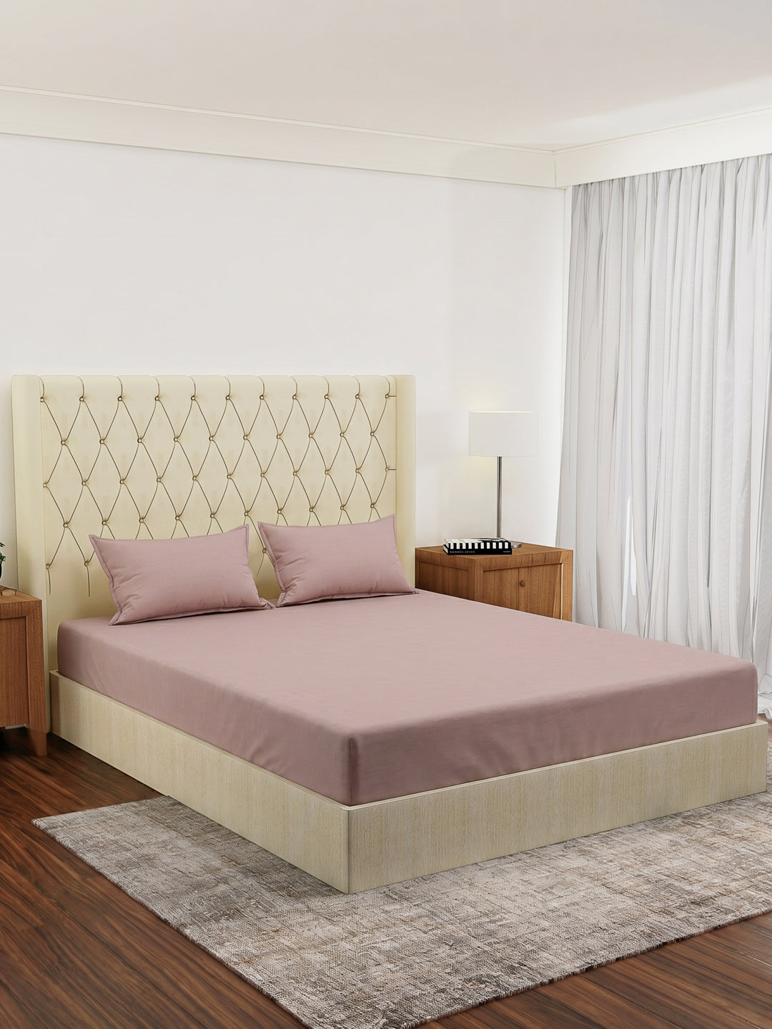 Premium 210 TC Pure Cotton King Size Bedsheet with 2 Pillow Covers Classique Casa Solids Collection
