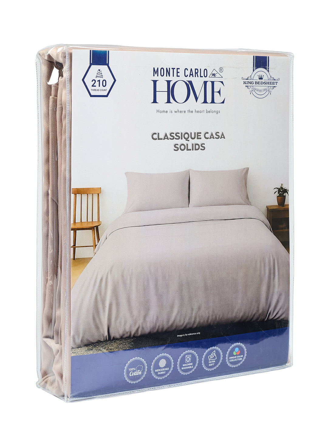 Premium 210 TC Pure Cotton King Size Bedsheet with 2 Pillow Covers Classique Casa Solids Collection