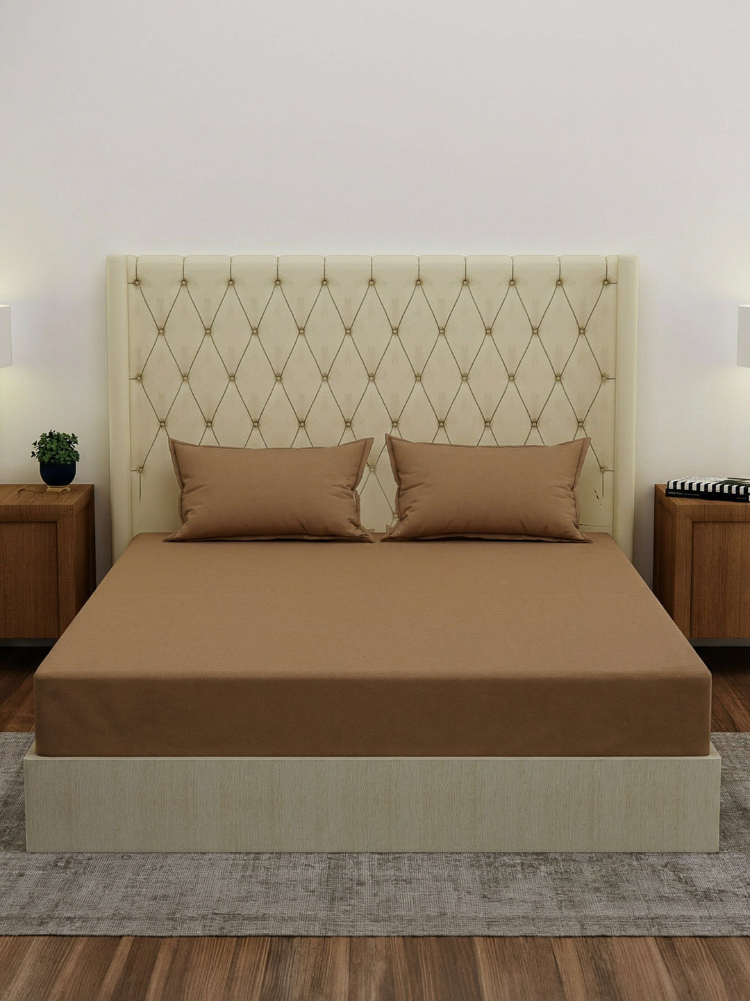 Premium 210 TC Pure Cotton King Size Bedsheet with 2 Pillow Covers Classique Casa Solids Collection