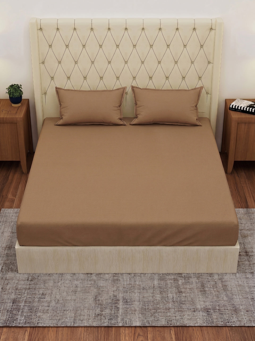 Premium 210 TC Pure Cotton King Size Bedsheet with 2 Pillow Covers Classique Casa Solids Collection