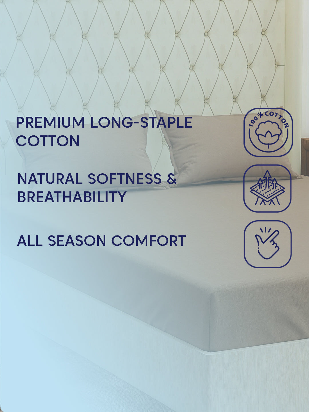 Premium 210 TC Pure Cotton King Size Bedsheet with 2 Pillow Covers Classique Casa Solids Collection