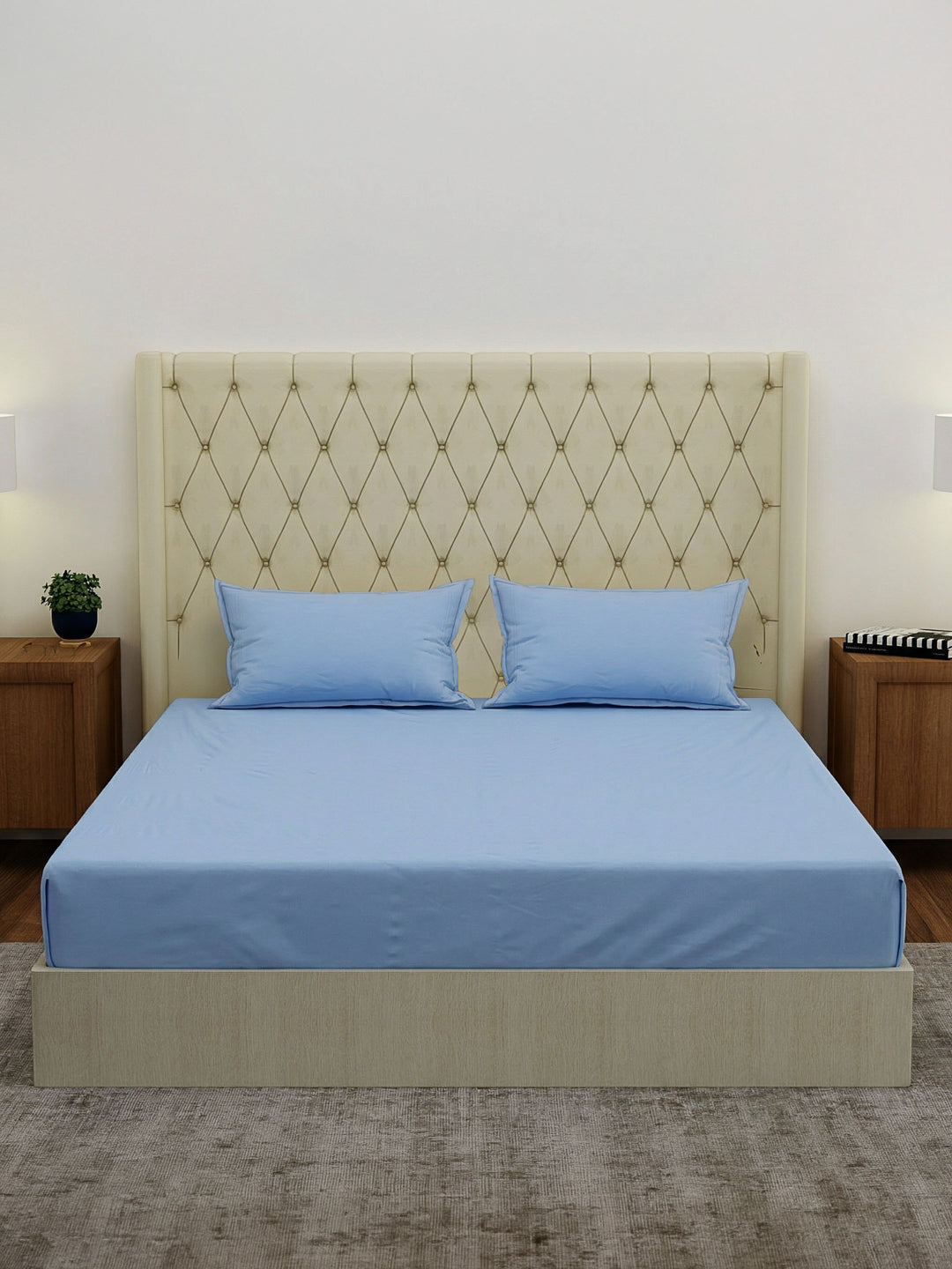 Premium 210 TC Pure Cotton King Size Bedsheet with 2 Pillow Covers Classique Casa Solids Collection