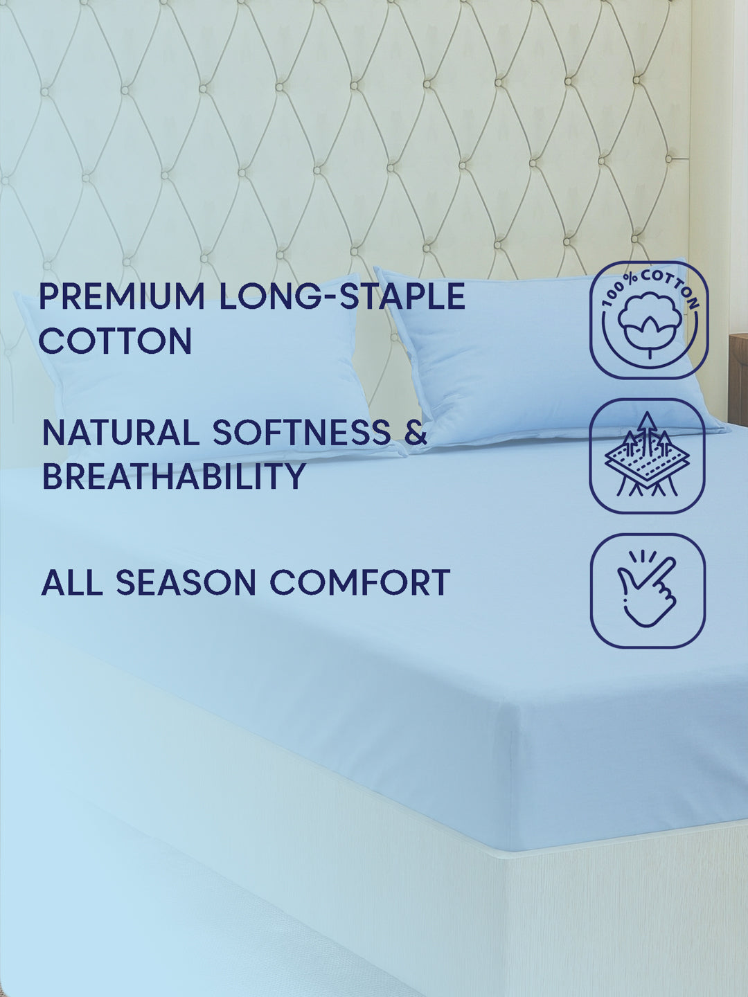 Premium 210 TC Pure Cotton King Size Bedsheet with 2 Pillow Covers Classique Casa Solids Collection