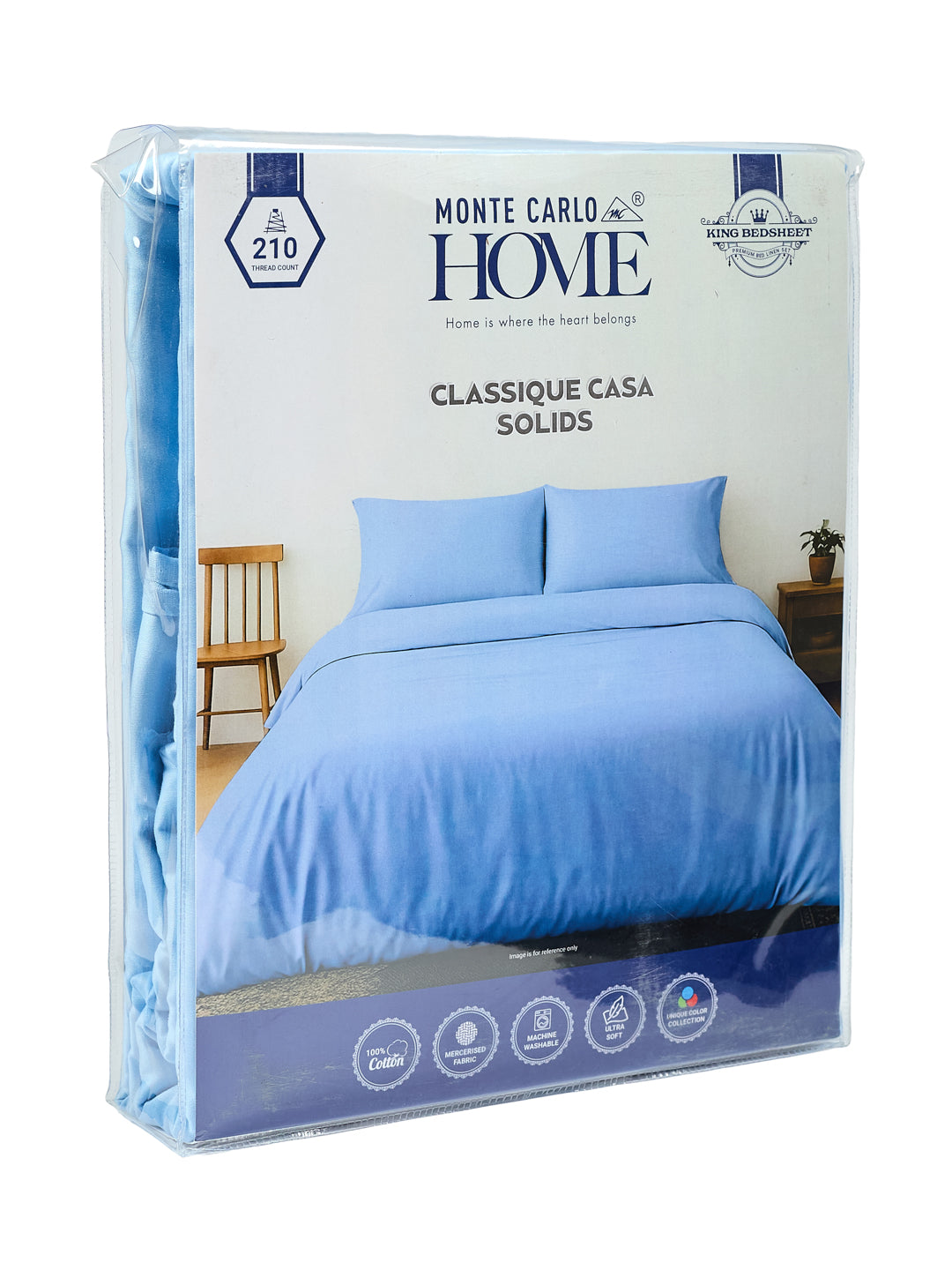 Premium 210 TC Pure Cotton King Size Bedsheet with 2 Pillow Covers Classique Casa Solids Collection