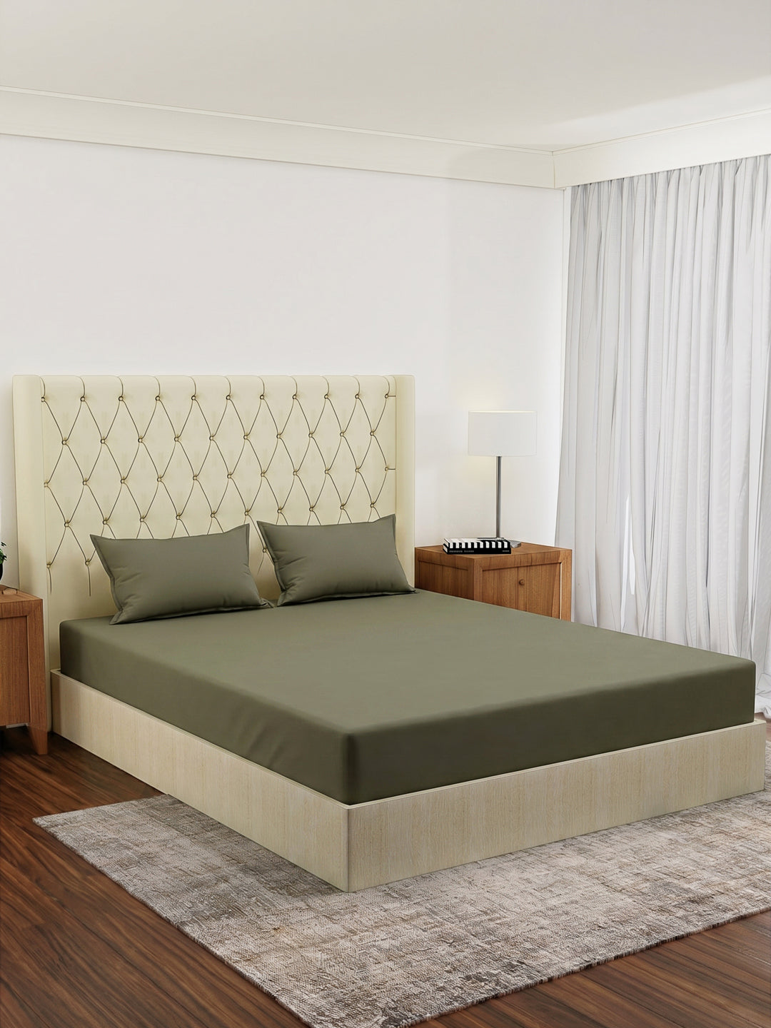 Premium 210 TC Pure Cotton King Size Bedsheet with 2 Pillow Covers Classique Casa Solids Collection