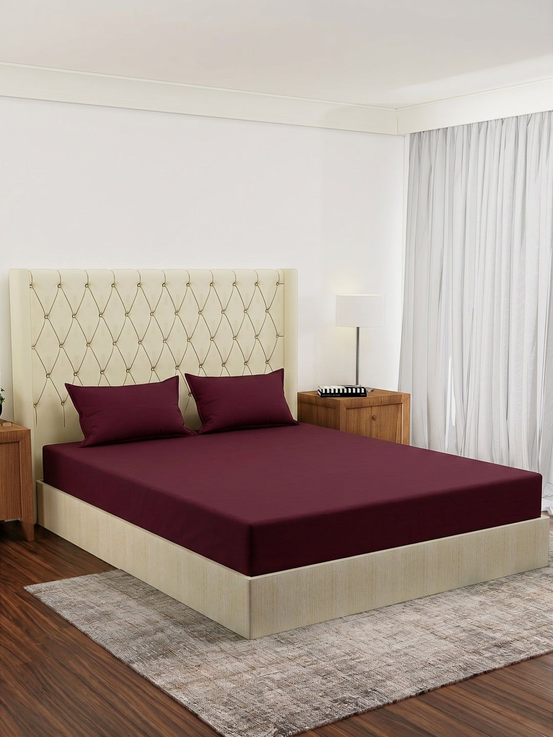 Premium 210 TC Pure Cotton King Size Bedsheet with 2 Pillow Covers Classique Casa Solids Collection