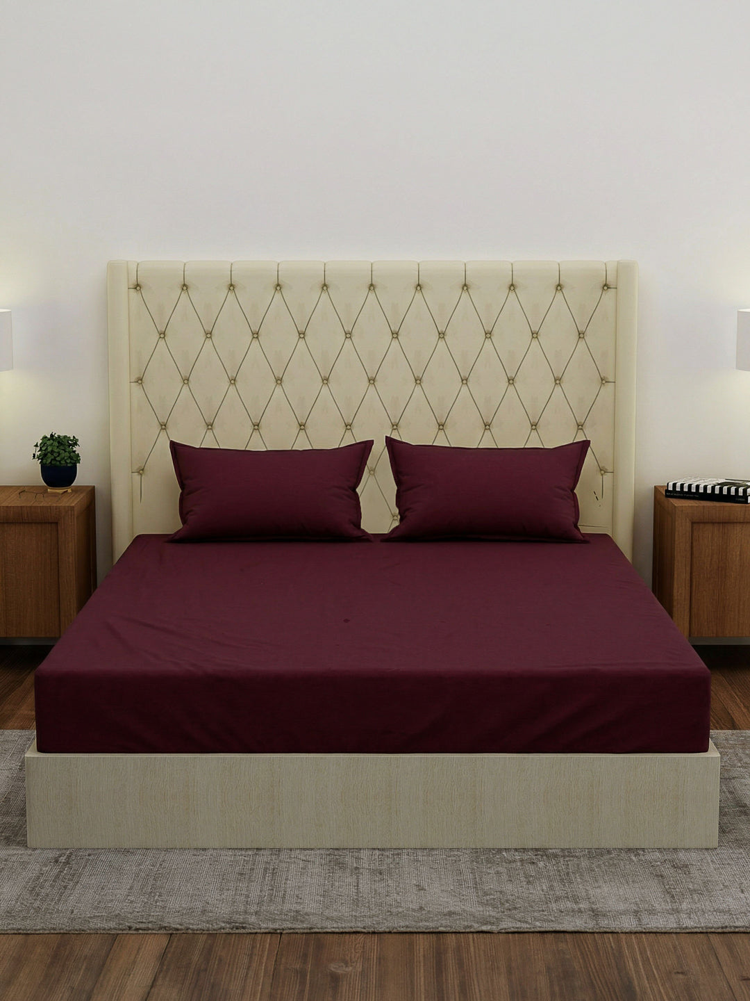 Premium 210 TC Pure Cotton King Size Bedsheet with 2 Pillow Covers Classique Casa Solids Collection