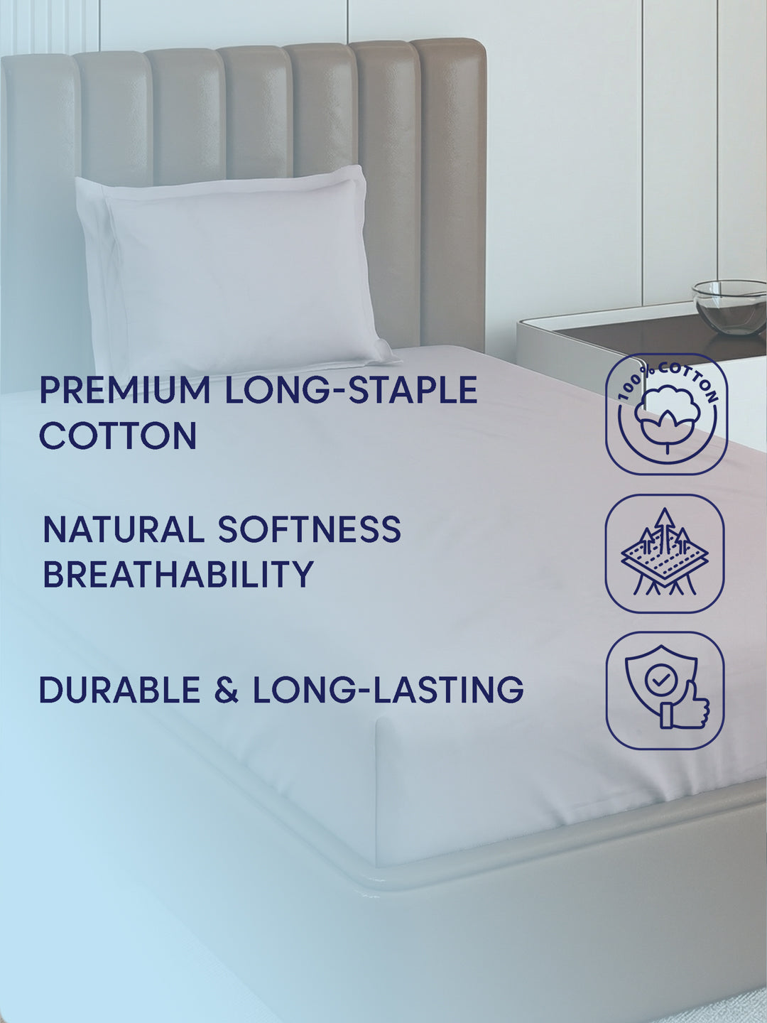 Premium 210 TC Pure Cotton Single Bed Bedsheet with 1 Pillow Cover Classique Casa Solids Collection