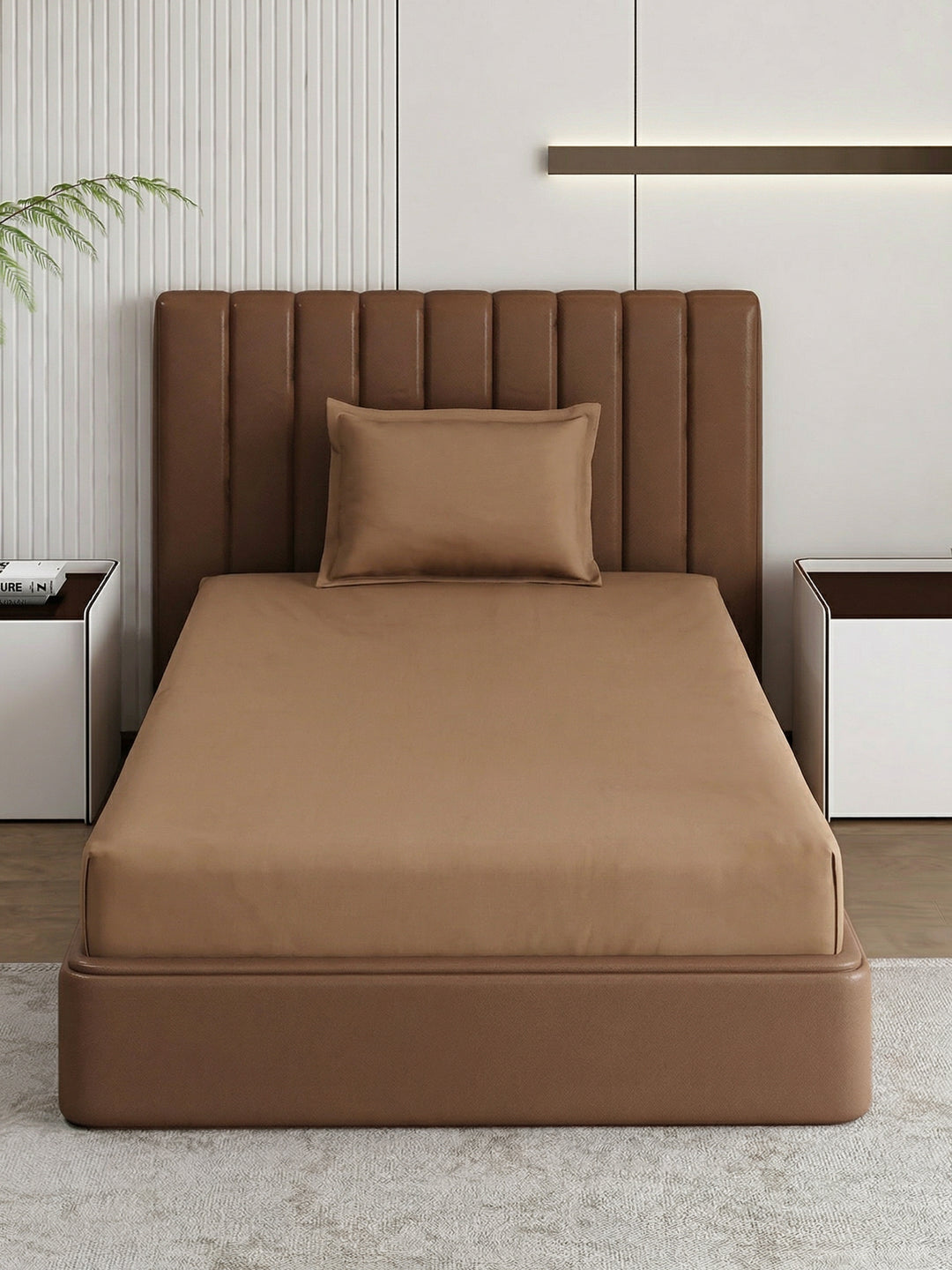 Premium 210 TC Pure Cotton Single Bed Bedsheet with 1 Pillow Cover Classique Casa Solids Collection