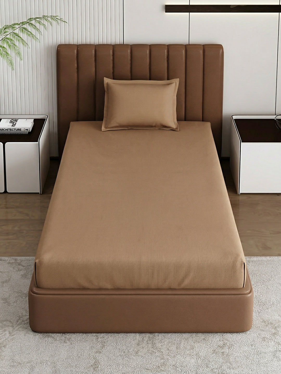 Premium 210 TC Pure Cotton Single Bed Bedsheet with 1 Pillow Cover Classique Casa Solids Collection