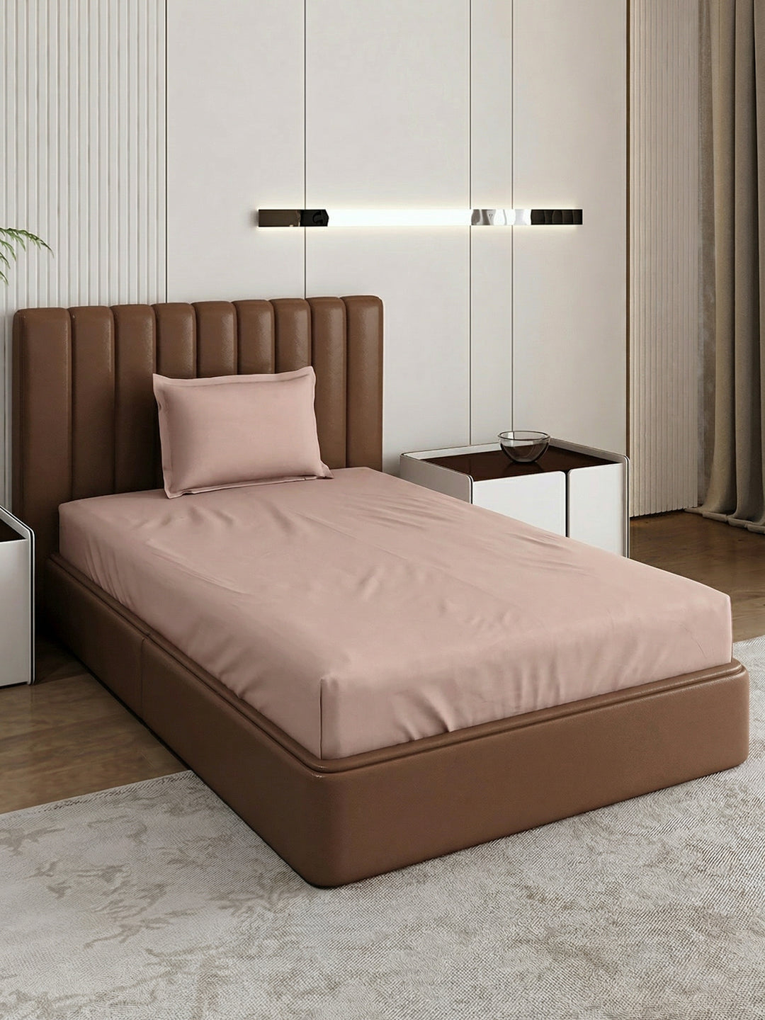 Premium 210 TC Pure Cotton Single Bed Bedsheet with 1 Pillow Cover Classique Casa Solids Collection
