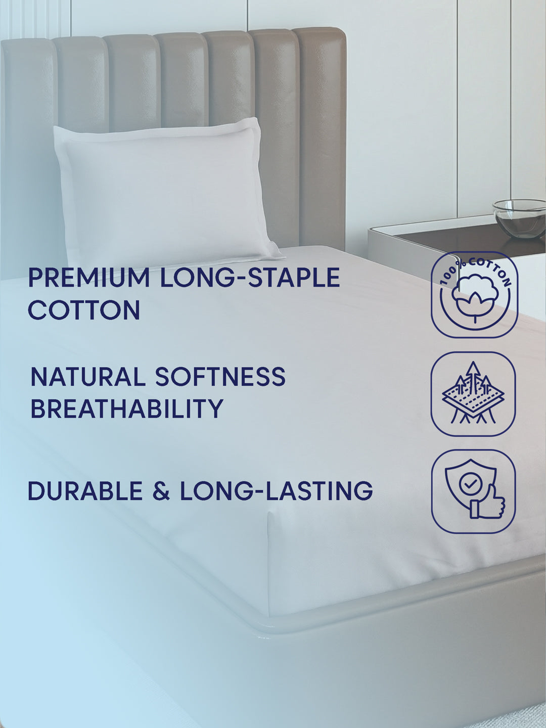 Premium 210 TC Pure Cotton Single Bed Bedsheet with 1 Pillow Cover Classique Casa Solids Collection